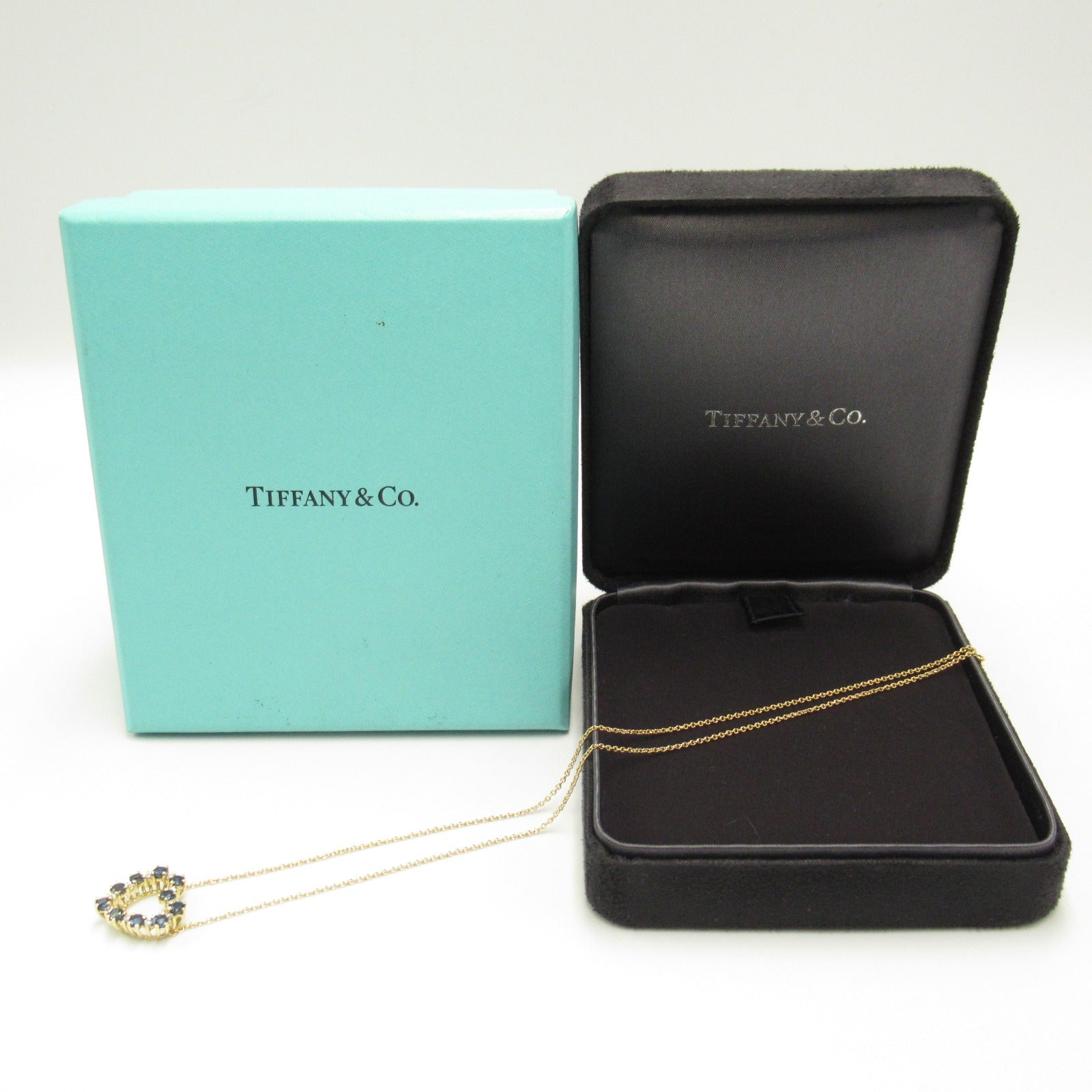 Tiffany TIFFANY&amp;CO Sentimental Heart Sapphire Diamond Necklace Collar Jewelry K18 (yellow g) Diamond Sapphire  Blue / Clear Collar