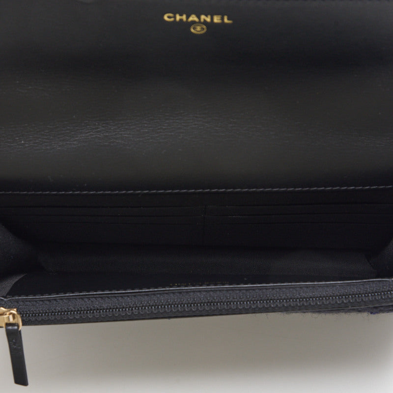 CHANEL 【CHANEL】 CHANEL 19 Matrasse Chain Wallet Tweed Black  Blue (Gen × Silver Gold)  Wallet Coupon Wallet  【French】