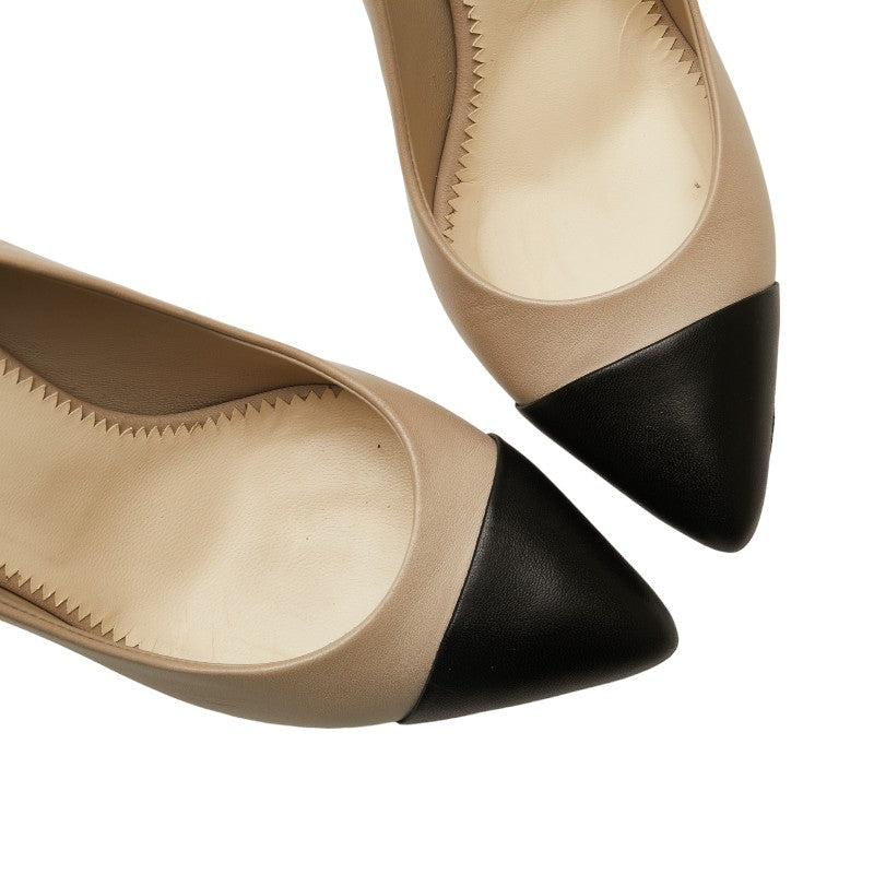 Chanel Coco Pumps Beige Black Leather  Chanel