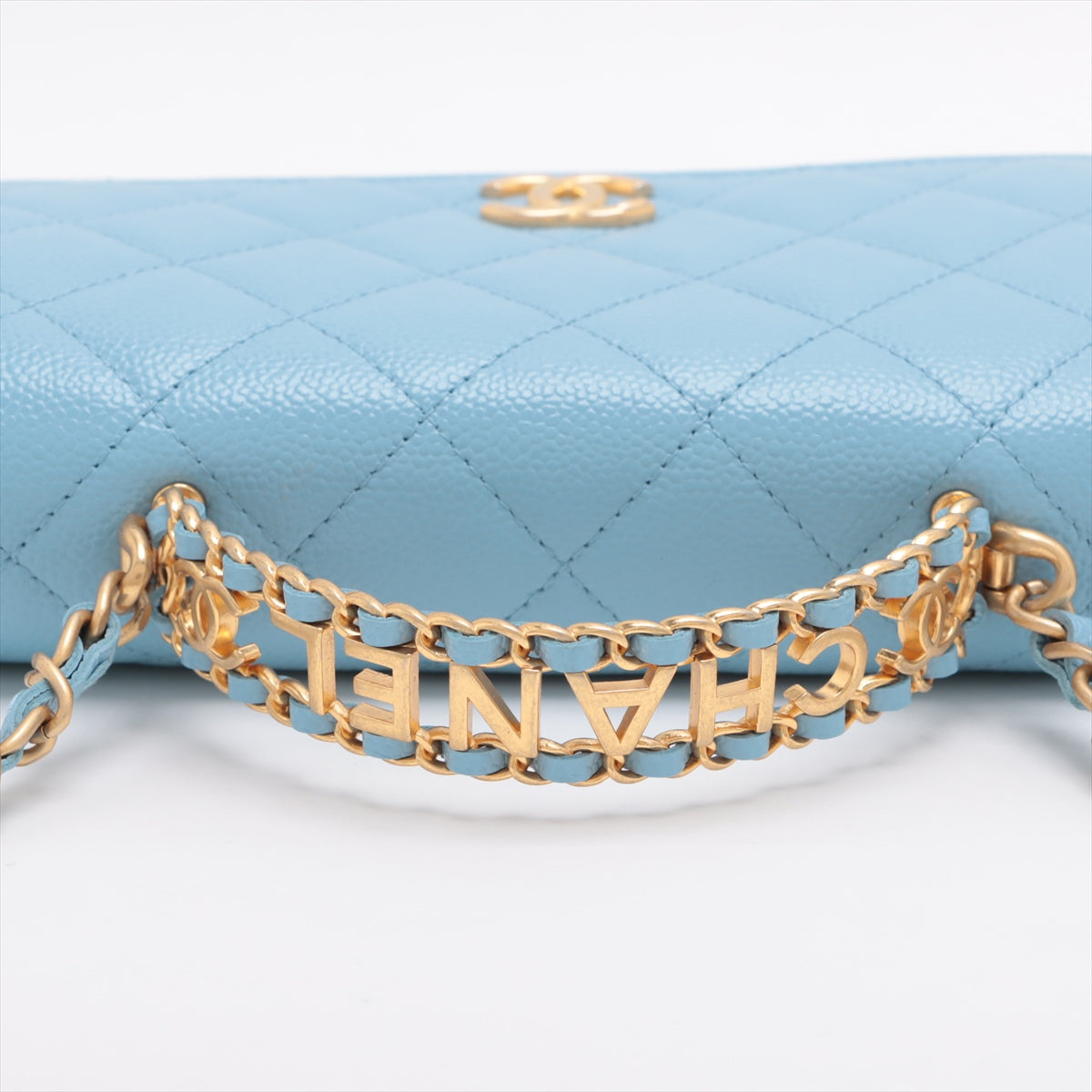 Chanel Matrasse Caviar S Chain Wallet Blue G  AP2804