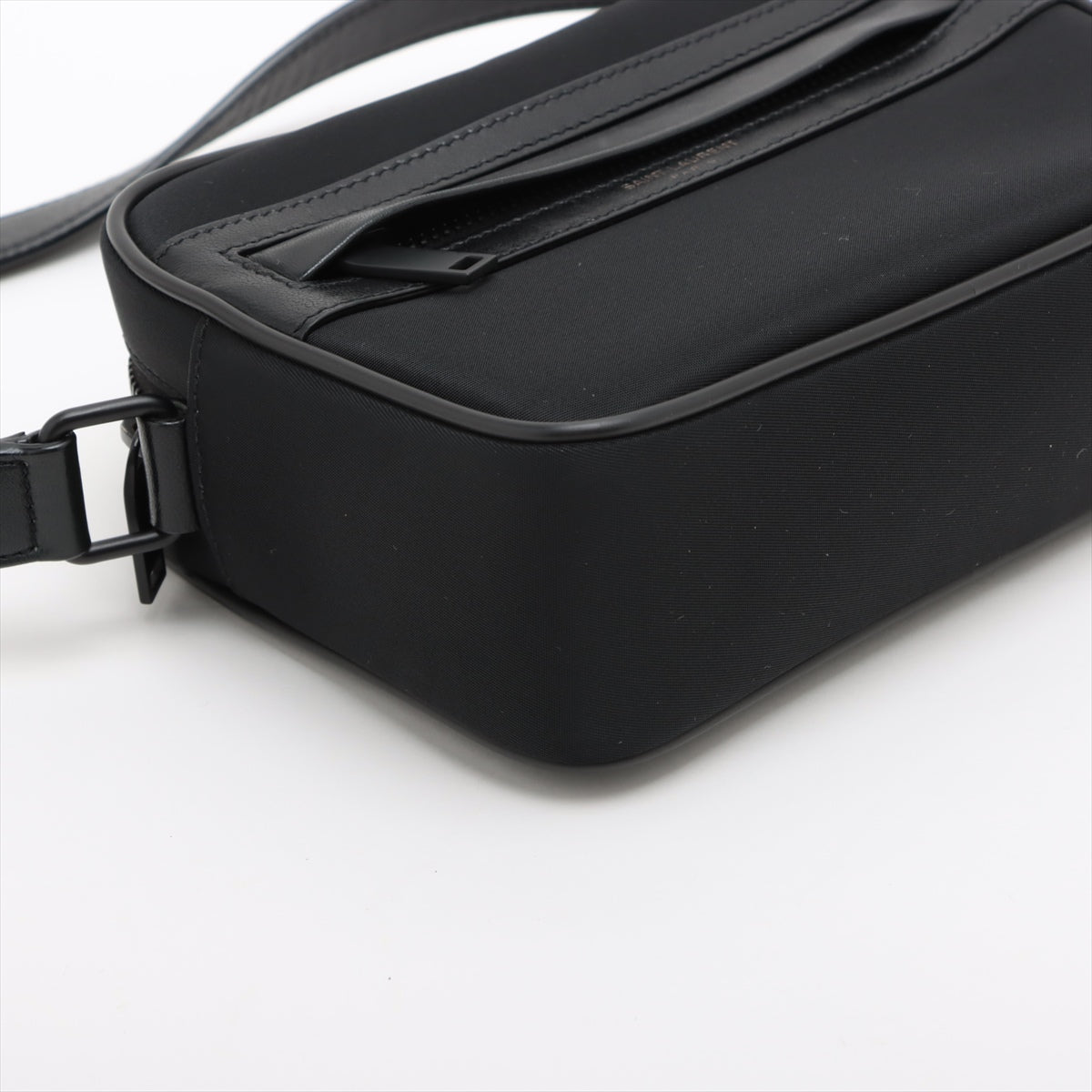 Saint Laurent Camp Camera Nylon X Leather Shoulder Bag Black 647179