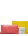 Fendi Logo  Round  Long Wallet 8M0299 Pink Leather  Fendi