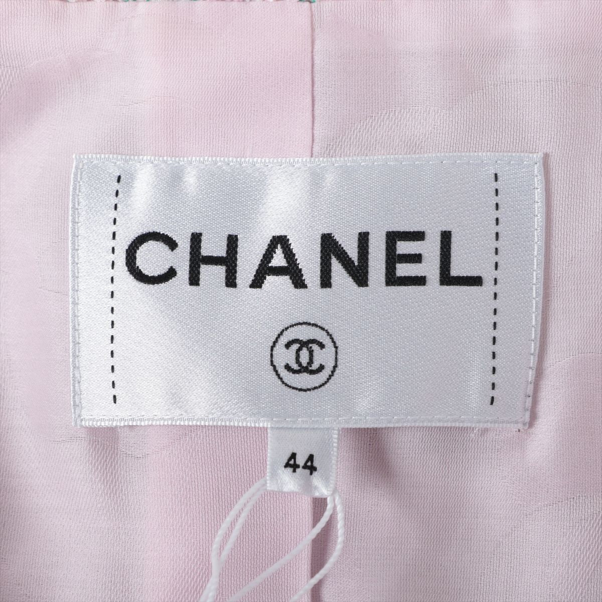 Chanel Coconut Button 21S CottonPolyester Jacket 44  Pink×Green P70531 Twid Chaintree