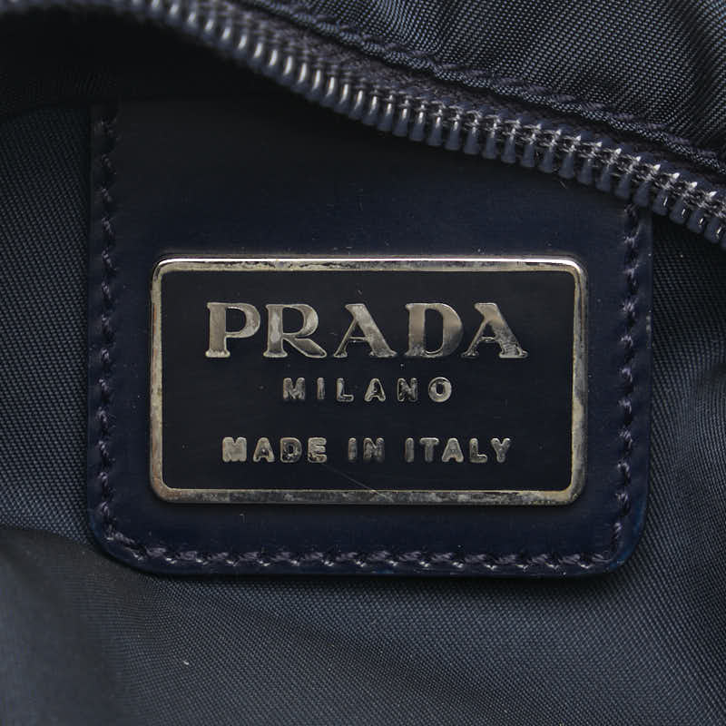Prada Triangle Logo  Handbag Tote Bag Nbey Nylon Leather  Prada