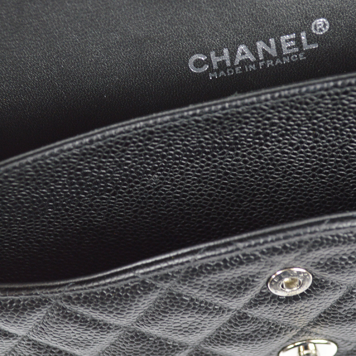 Chanel Black Caviar 中號經典雙翻蓋單肩包