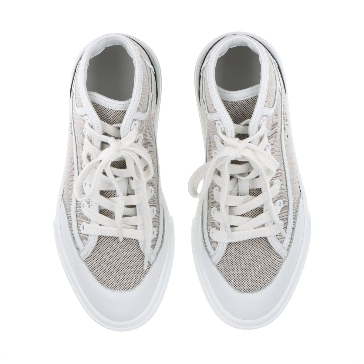 Hermes get-up canvas x leather high-cut sneaker EU35 ladies white x brown bag