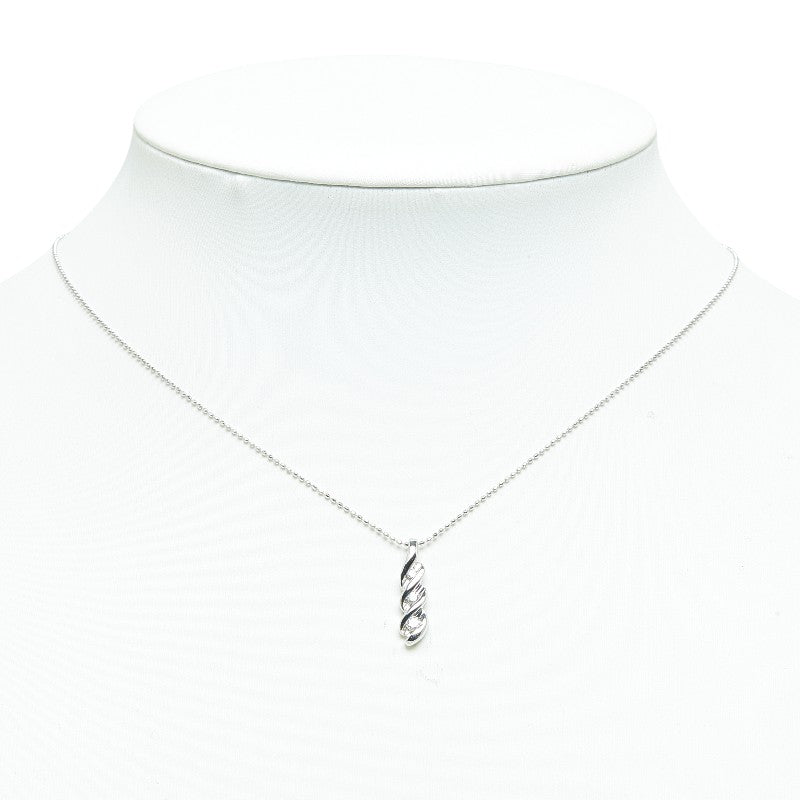 K18WG white g diamond 0.13ct necklace ladies