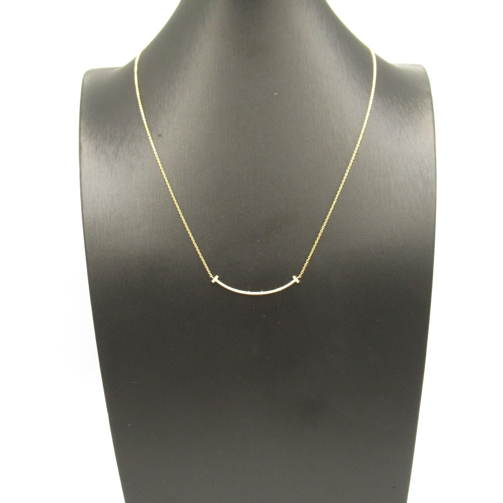 Tiffany TIFFANY&amp;CO T Smile Small Diamond Necklace Collar Jewelry K18 (yellow g) Diamond  Clearance
