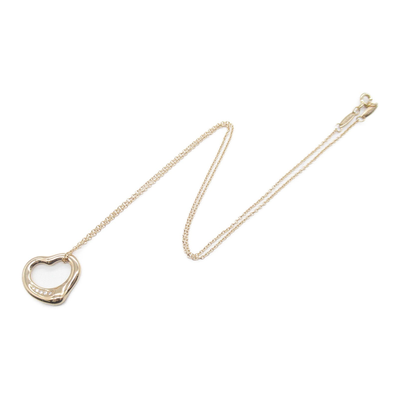Tiffany TIFFANY&amp;CO Open-Heart Necklace K18PG (Pink G) Diamond  Gold  4.3g