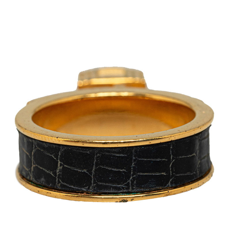 Hermes Kelly SCalf Ring G Black Plated  Hermes
