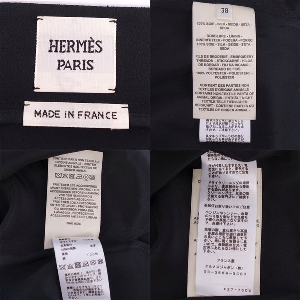 Hermes Chain G  Shirt 22AW Knees Silk Landless Bottoms  38 (M equivalent) Black