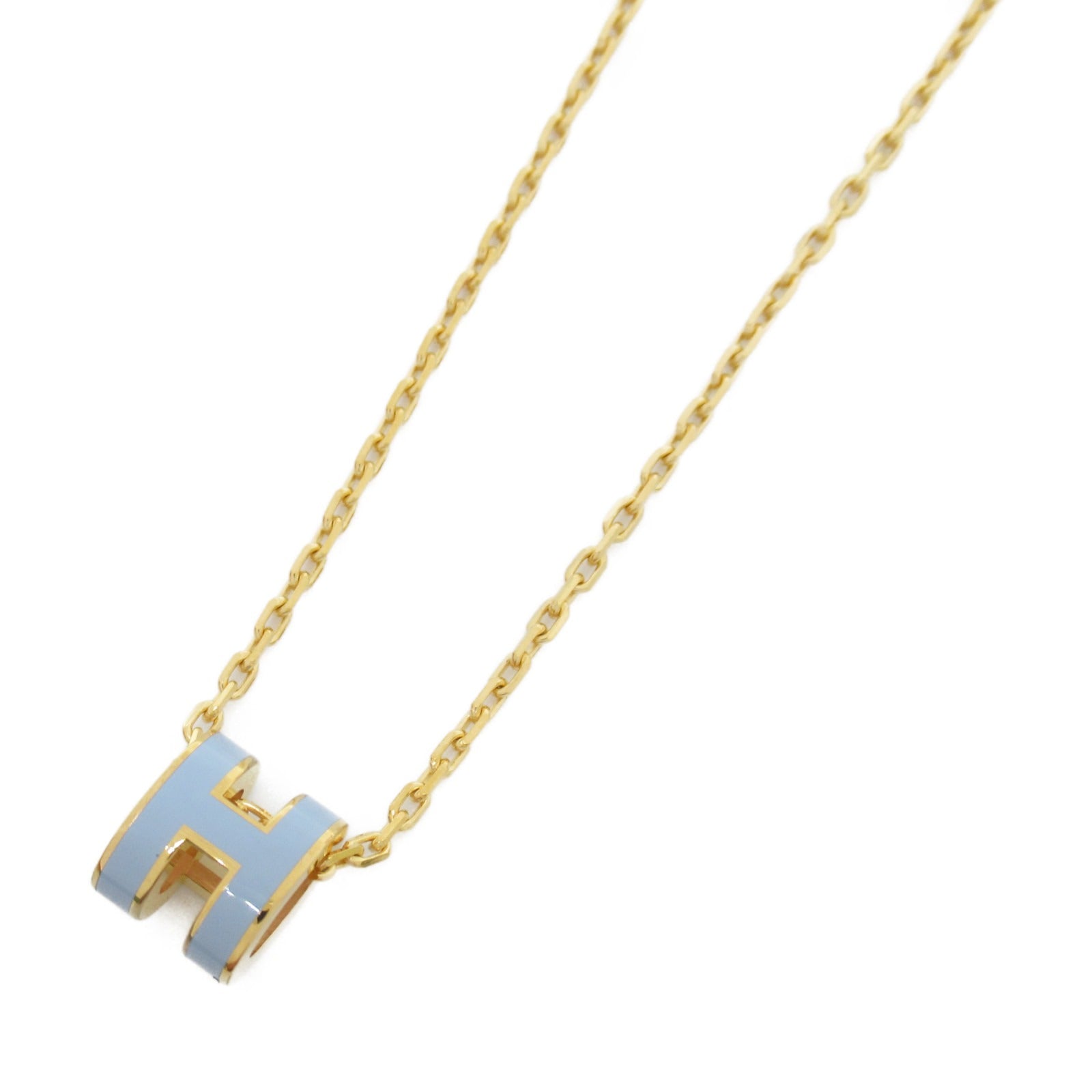 Hermes Hermes Pop H Mini Necklace Collar Jewelry GP (Gen )  Gold / Blue Collar