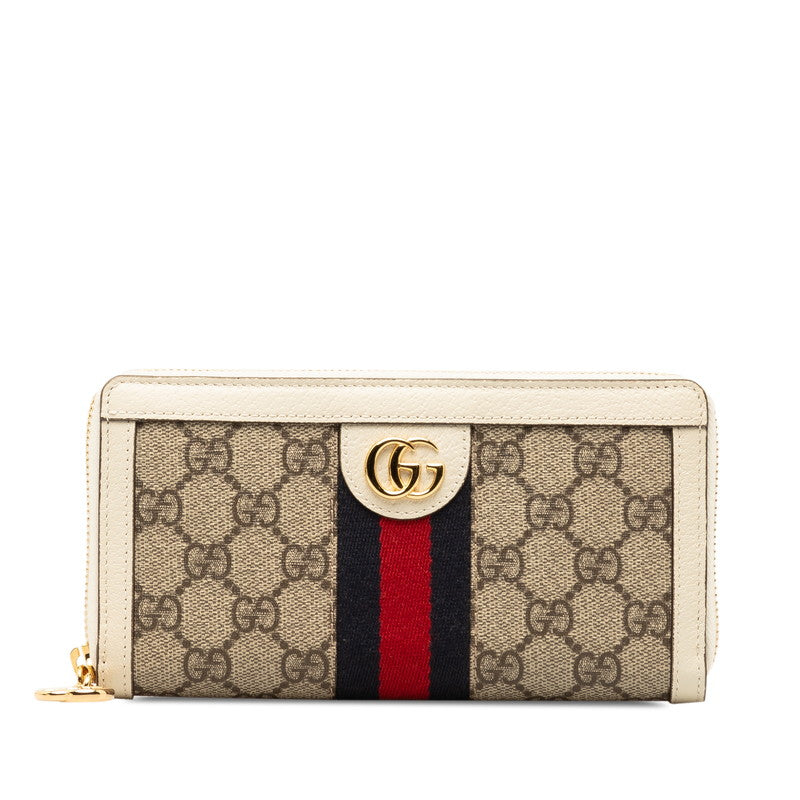 Gucci GG Supreme GG Marmont Ophidia Round Fashner Long Wallet 523154 Beige White PVC Leather  Gucci