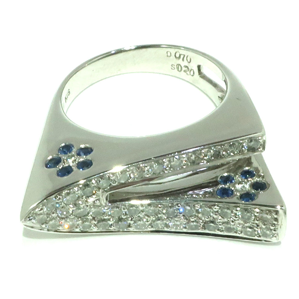 Jewelry accessory ring ring K18 white g diamond meter 0.70ct sapphire 0.20ct 12 design