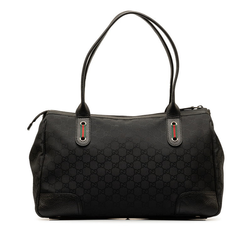 Gucci GG Nylon Sy Line Tote Handbag 293599 Black Nylon Leather  Gucci