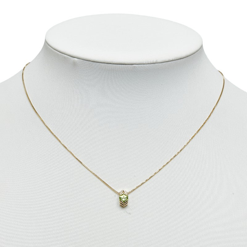 K18YG Yellow Gold Belidot 0.50ct Diamond 0.015ct Hexagon Cut Necklace  【Hong Kong】