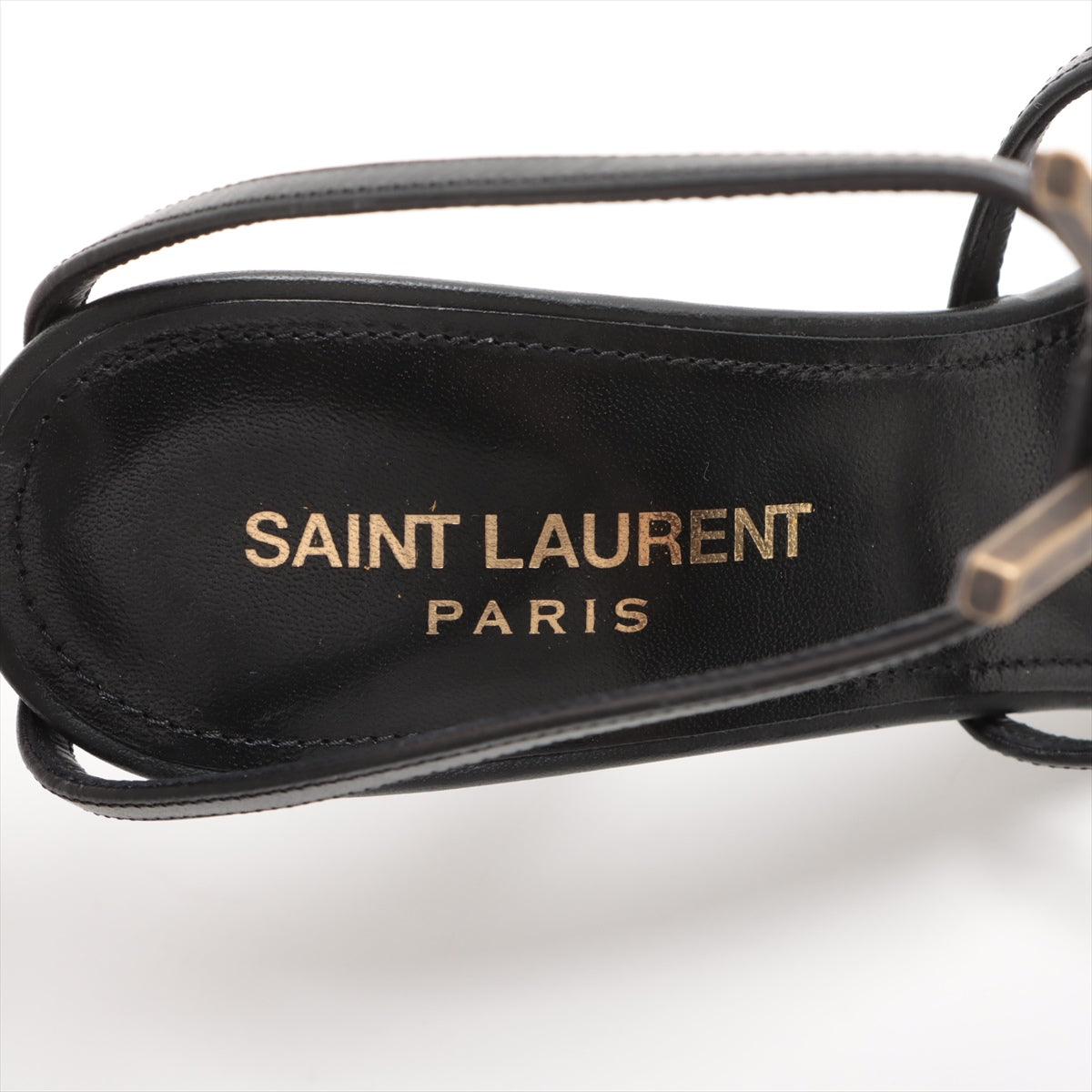 Saint Laurent Cassandra Leather Sandal 35  Black YSL Logo Replacement Lift