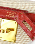 Hermes 1997 Toile H Box Calf Kelly 28 Sellier