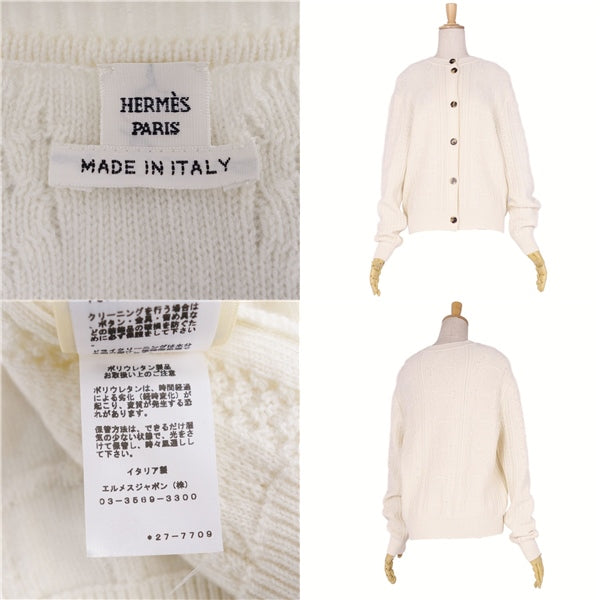 Hermes Nitted CARDIGAN 22AW Long Sleeve Overshirt Wool Cashmere Tops  40 (M equivalent) Ivory  NIT