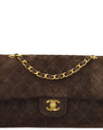 Chanel Brown Suede Medium Classic Double Flap Shoulder Bag