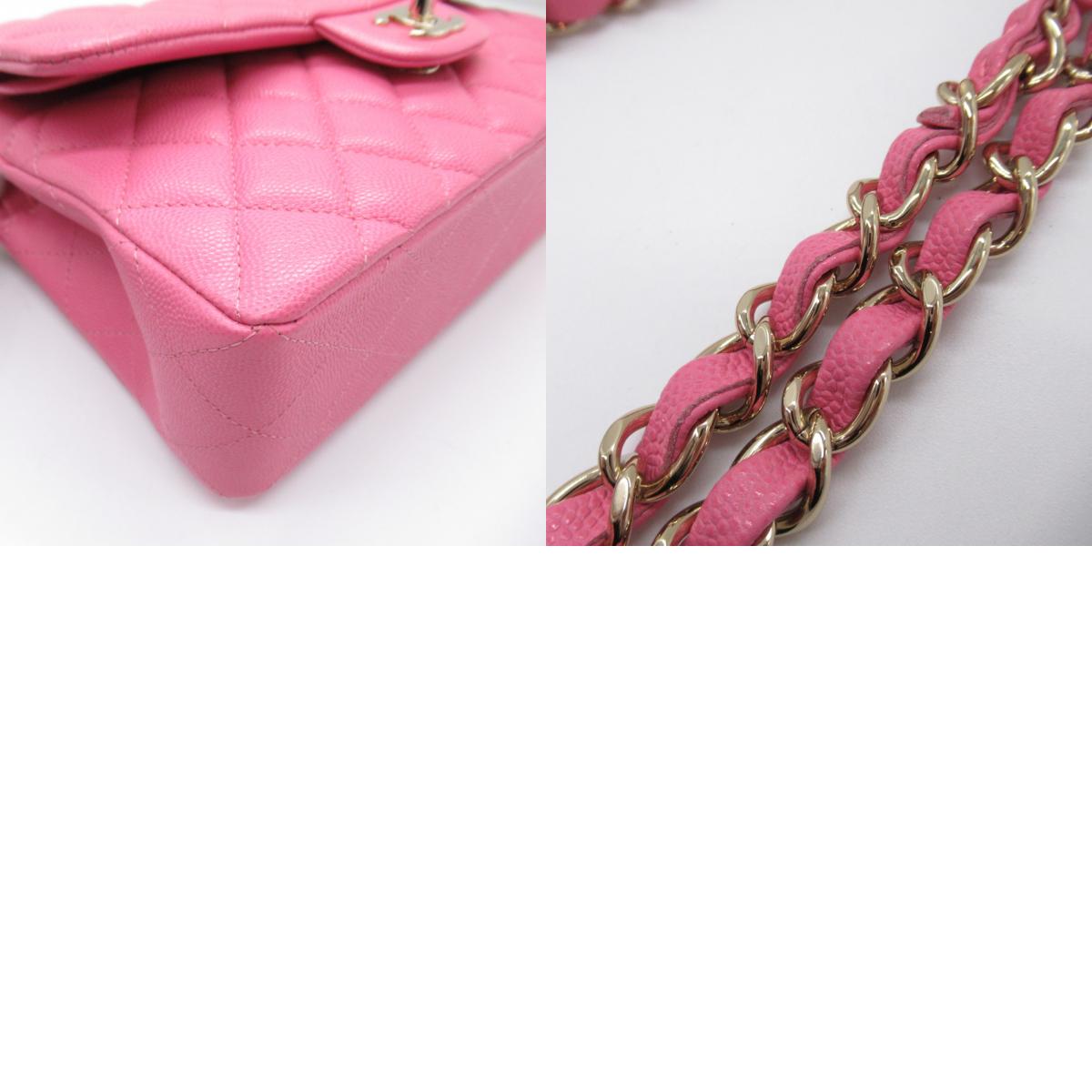 Chanel Double Flap Chain Shoulder Bag Caviar S (Green )  Pink Ladies