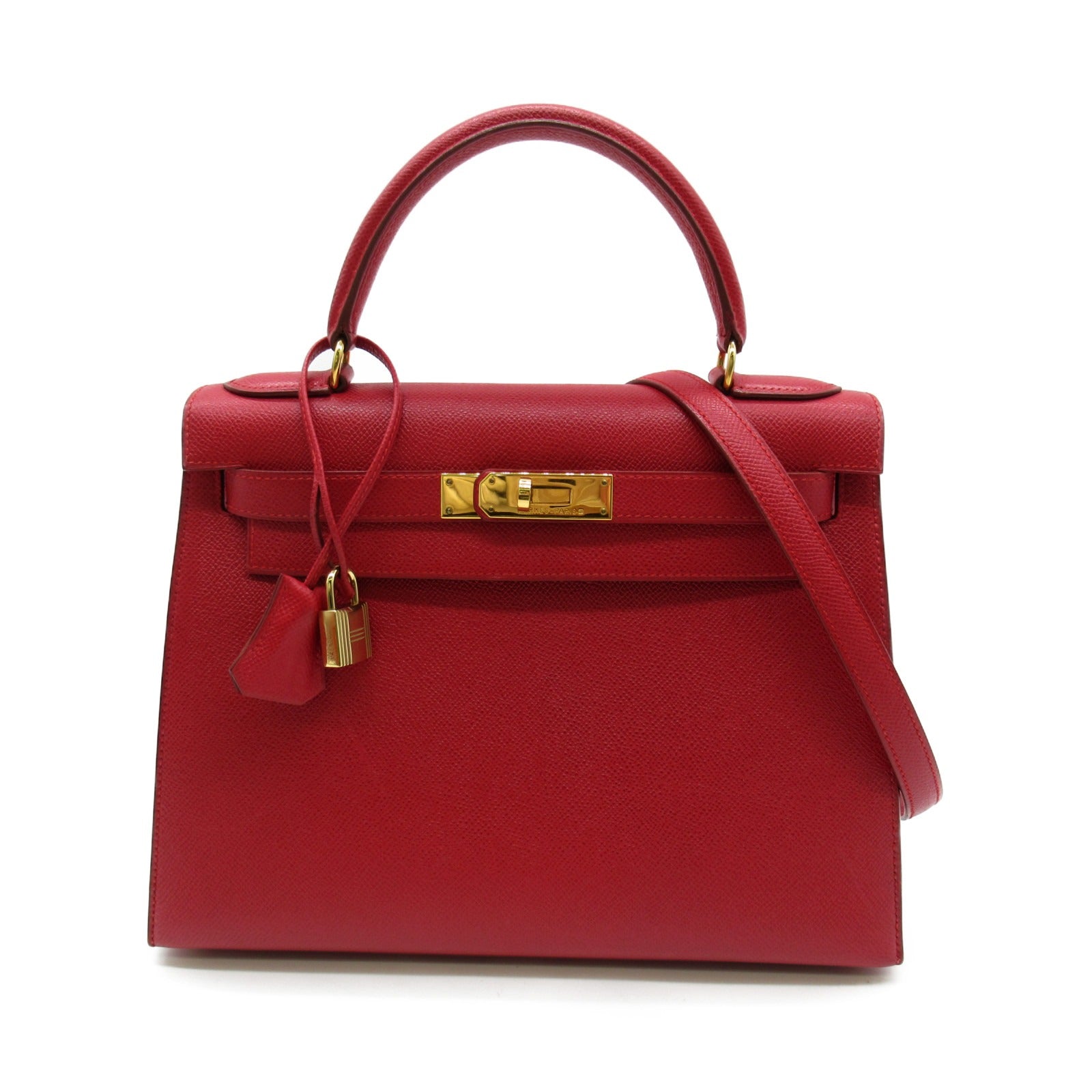 Hermes Hermes Kelly 28 Rousseff Handbag Handbag  (Bosque) Courchevelly  Red