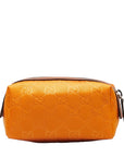 Gucci GG Nylon Pouch 256639 Orange Brown Nylon Leather  Gucci