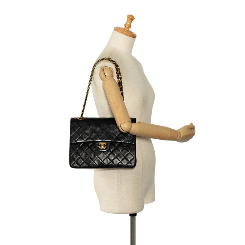 Chanel Mattrase 25 Coco Double Flap Chain Shoulder Bag Black G   CHANEL