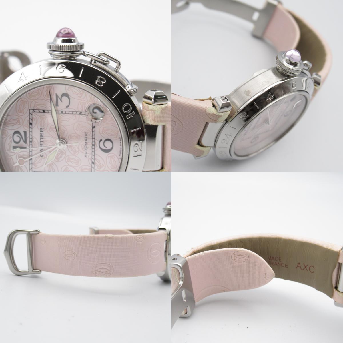 Cartier Cartier Pasha C Meridian GMT  Stainless Steel Leather Belt  Pink S W3107099