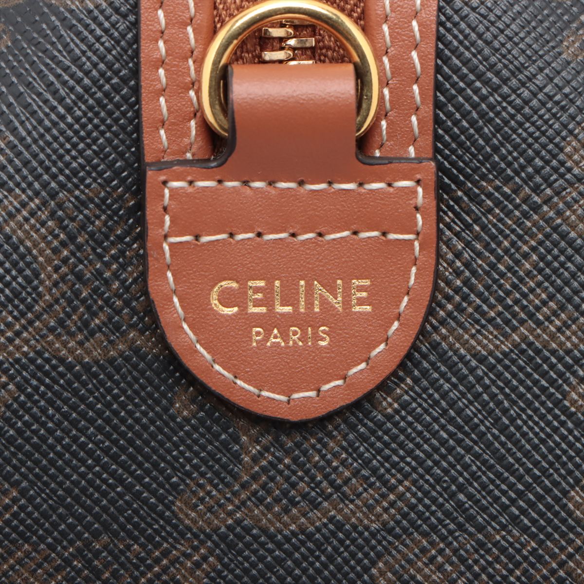 Celine Curly f Small Boston PVC Leather 2WAY Handbag Brown