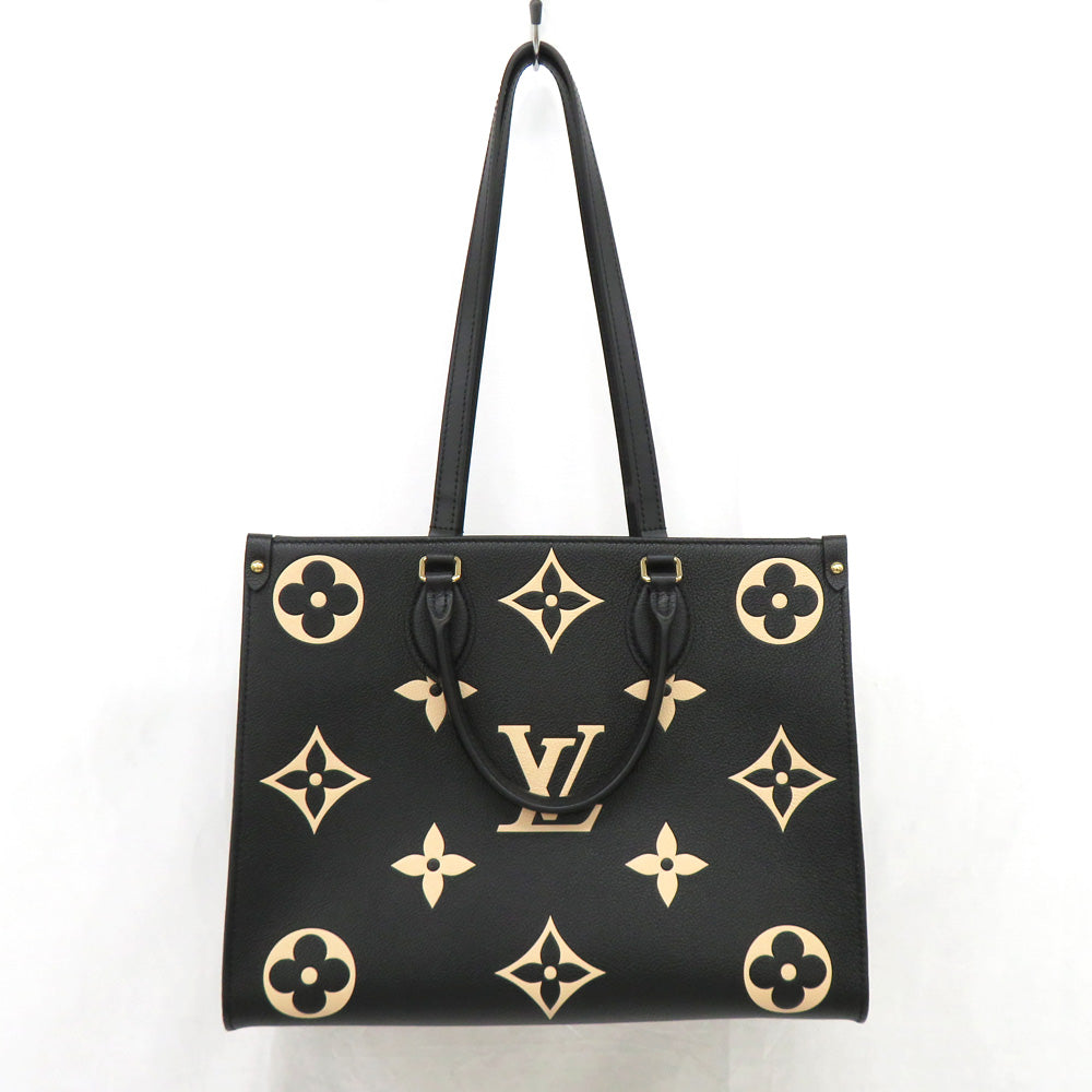 Louis Vuitton On The Go MM M45495 Bi-colour Monogram Emplant Black/Beige Tote Bag 2WAY Shoulder Bag Leather  Mens New Unused]