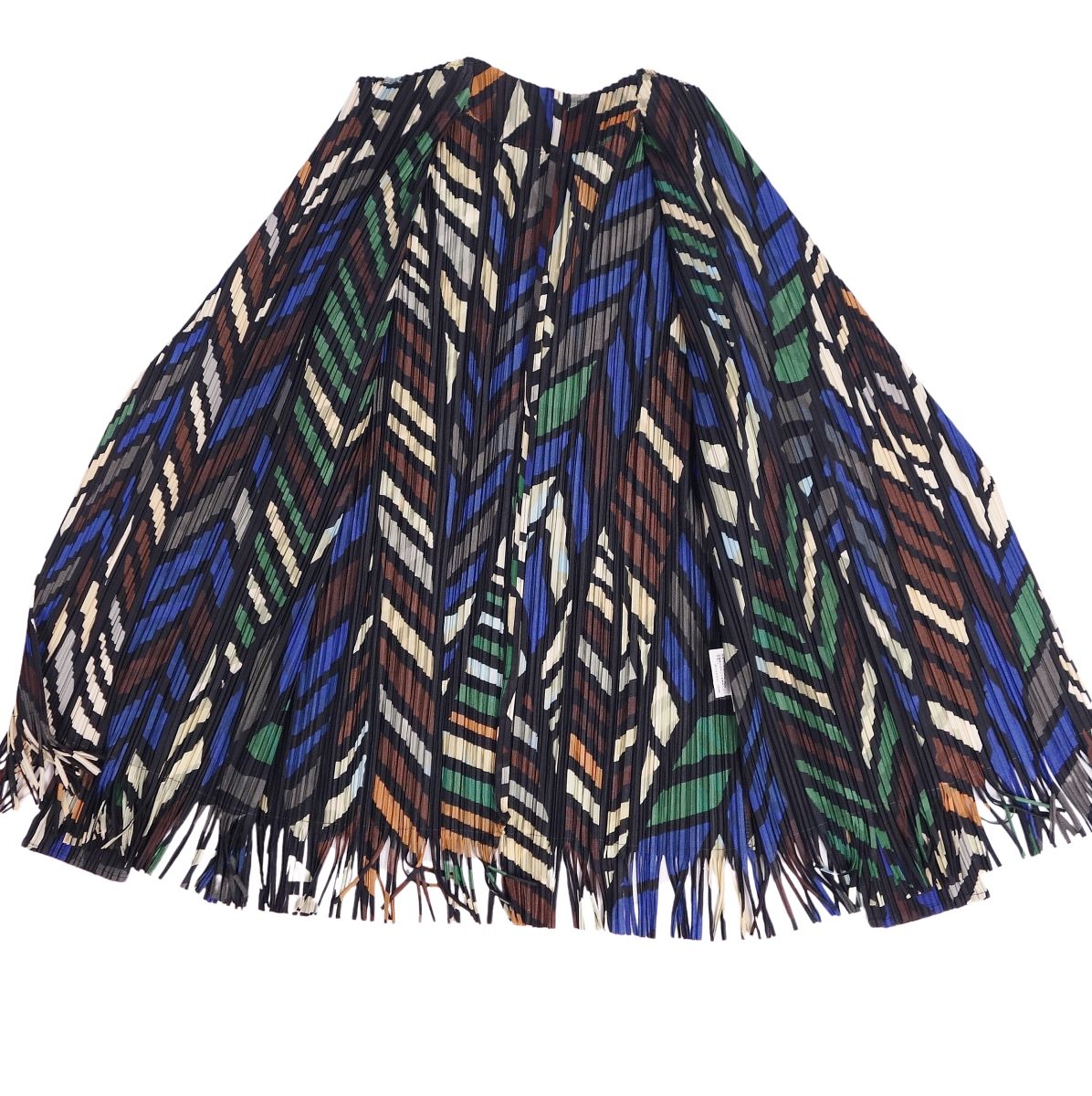 Issey Miyake Pleated  CARDIGAN BLUE SUMMARY FRINGE PRITS TOPS LADYS 3(L equivalent) MULTICOLOR