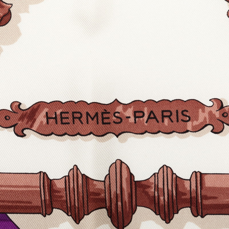 Hermes Carré 90 Ferronnerie Iron Cutting Shirt Pink White Multicolor Silk  Hermes