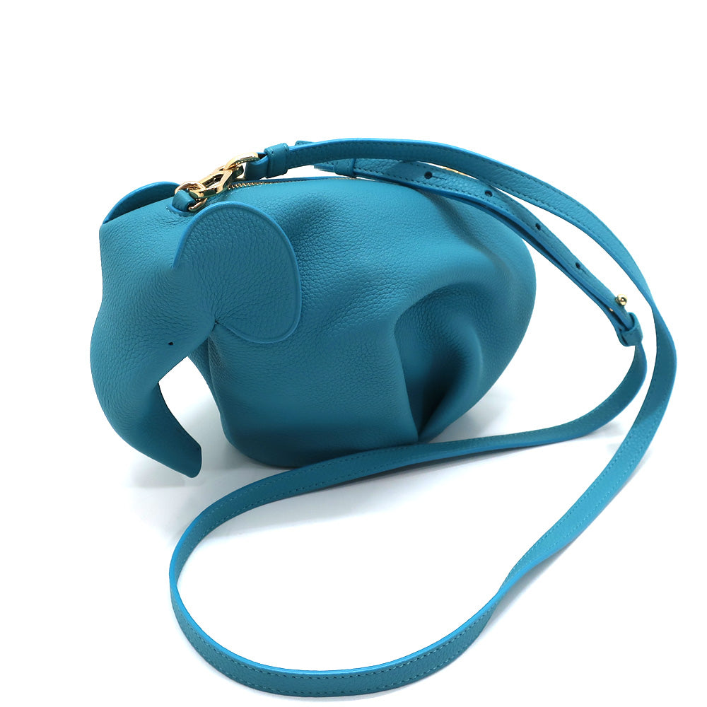 Loewe Elephant Bag Mini Turquoise Blue Shoulder Bag Elephant Leather Water Color G   Weddah