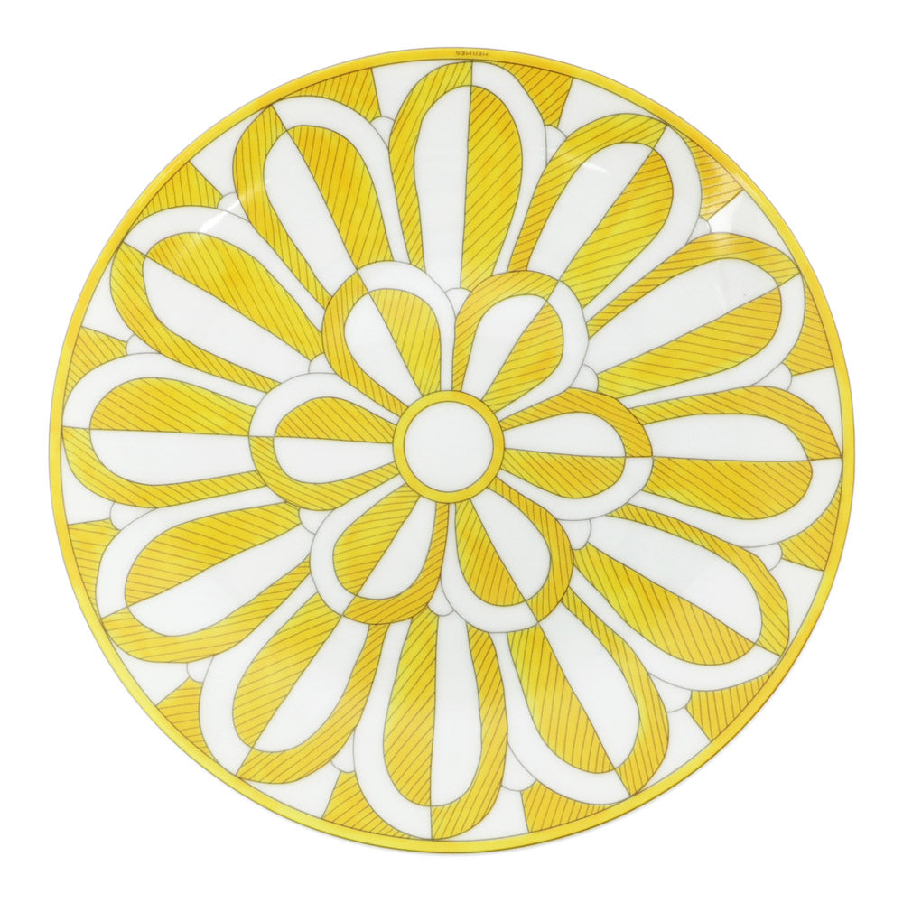 Hermes Dessert  Soleil 2 Sets Yellow White Plates Pair Ceramics  New Products Until Used] Soleil