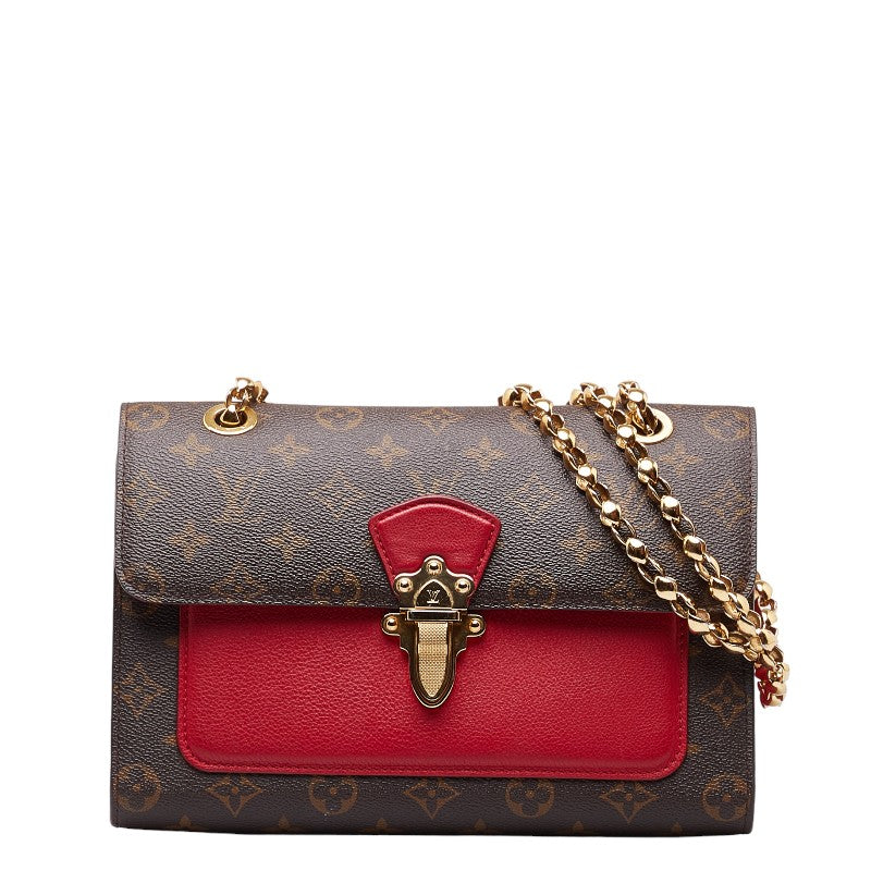 Louis Vuitton Monogram Victoria Chain  Shoulder Bag M41731 Brown Series Red PVC Leather  Louis Vuitton