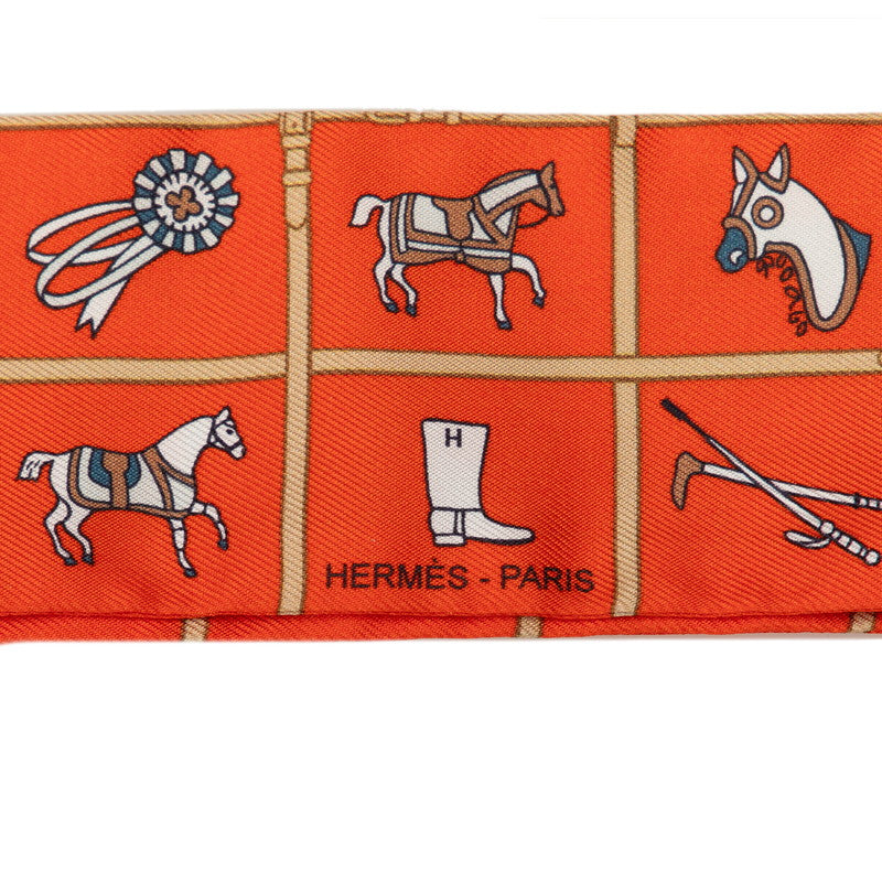 Hermes  Couvertures et Tenues de Jour Horse Shirt Orange White Silk  Hermes
