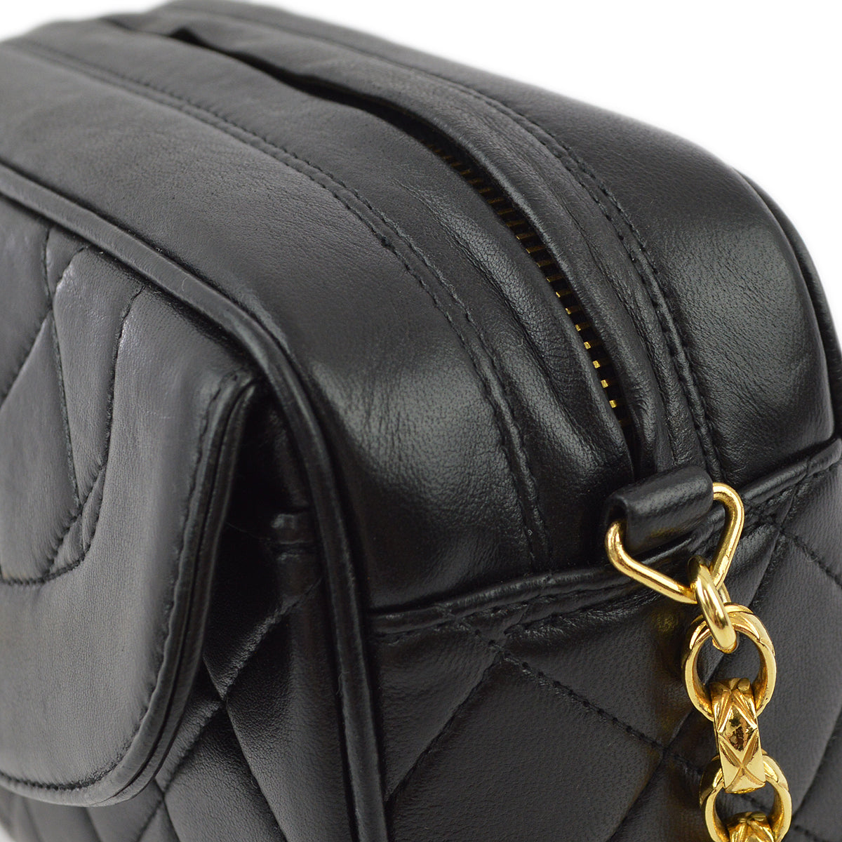 Chanel Black Lambskin Fringe Camera Bag Mini
