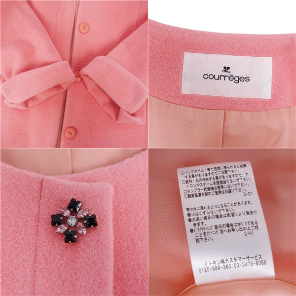 Crazy Courreges Coat -Color Button-Free Angola Wool Landless Vision   40 (M equivalent) Pink