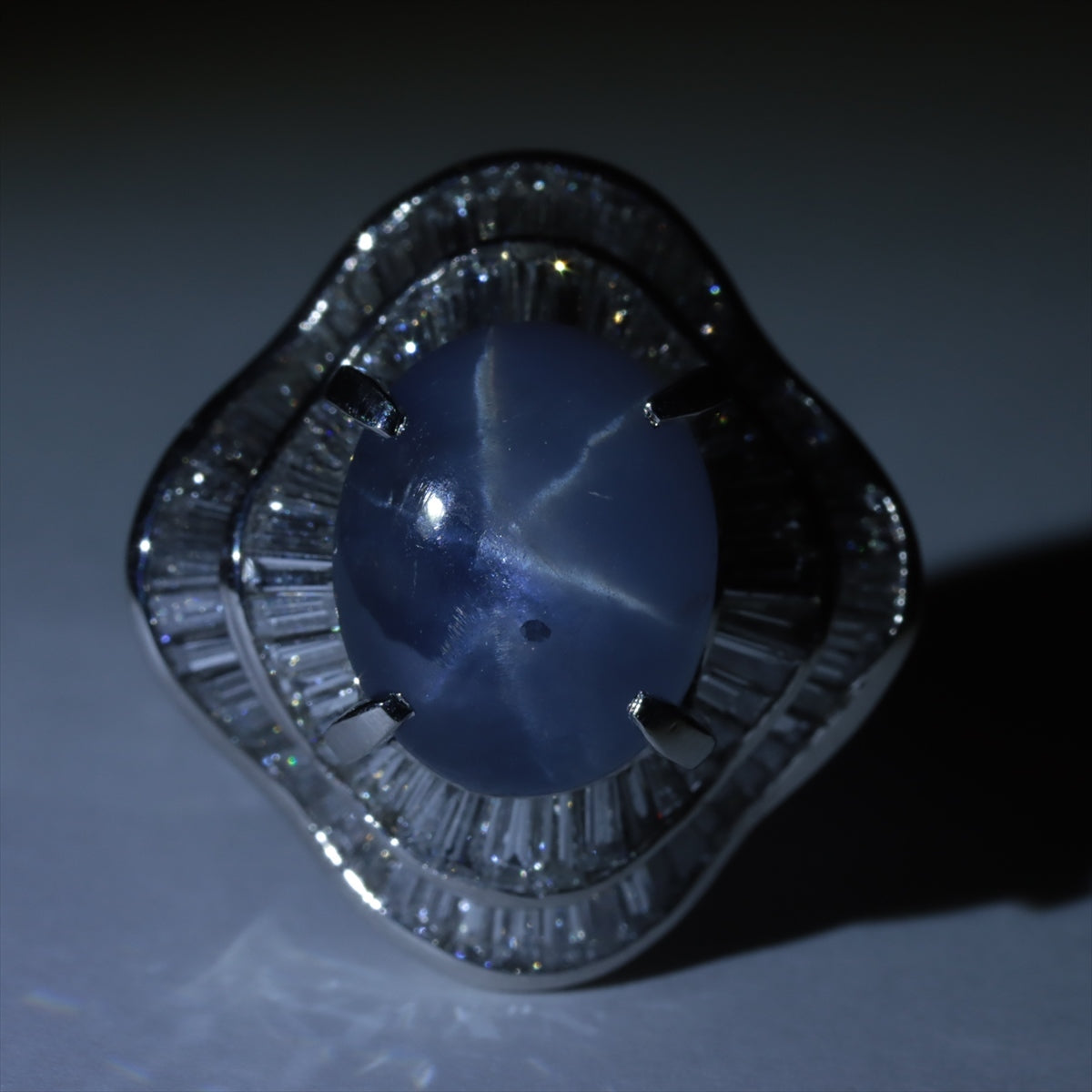 Star Sapphire Diamond Ring Pt900 12.9g 6346 D156 D156