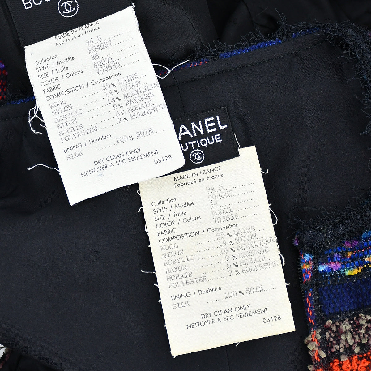 Chanel Ensemble Jacket Tops Black 94H 