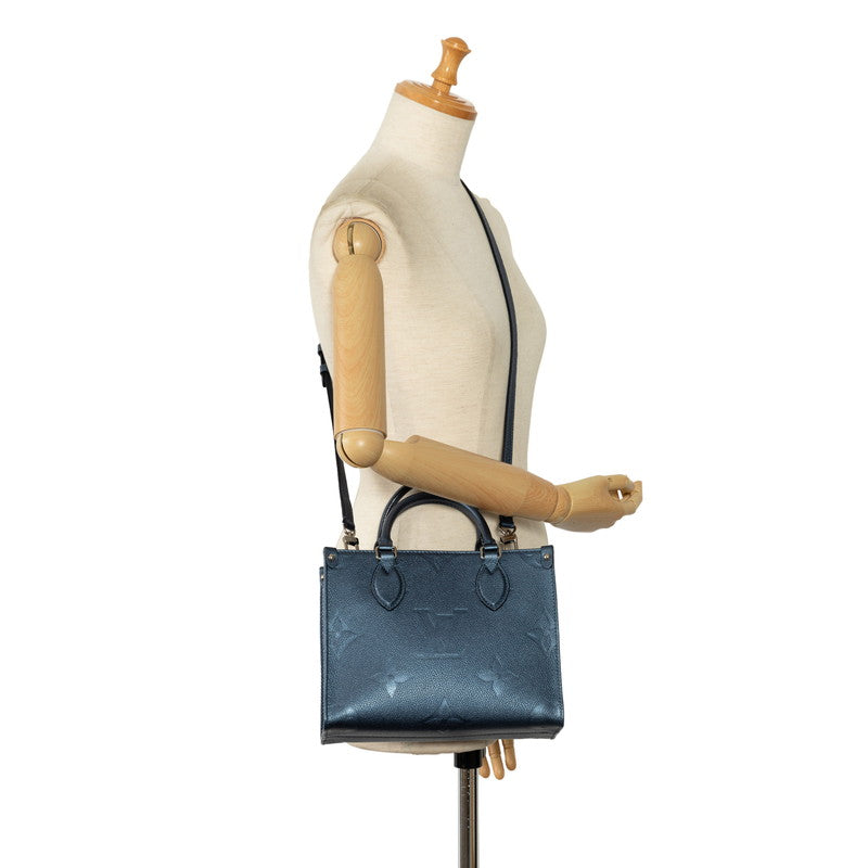 Louis Vuitton Monogram Emplant On The Gor PM Handbag Shoulder Bag 2WAY M58956 Metal Blue Leather  Louis Vuitton