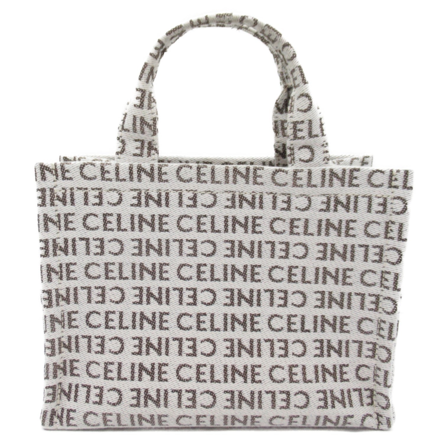 Celine CELINE Small Cover Tile Shoulder Bag Linen  White/Brown Linen