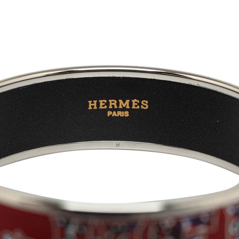 Hermes Emily GM Logo Seven-Boy Fire Bangle Silver Wine Red Metal  Hermes