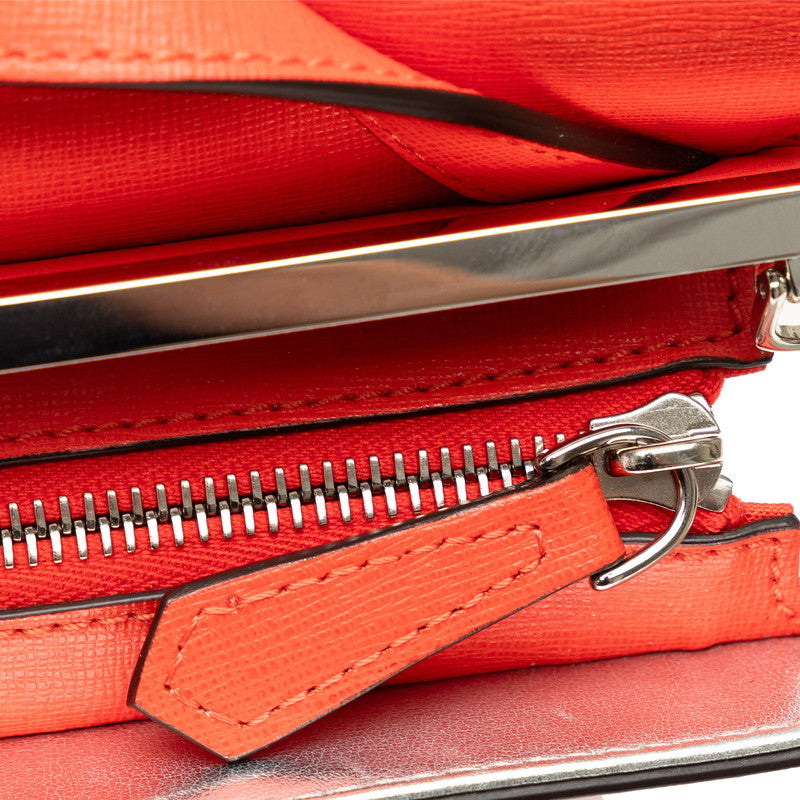 Fendi Demi-Jul Handbag 2WAY 8BT222 Orange Red Silver Leather  Fendi