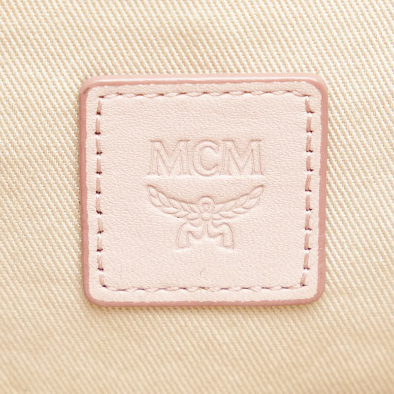 MCM Visetos Logo Chain Wallet Shoulder Bag 8APA17 Pink Leather  MCM