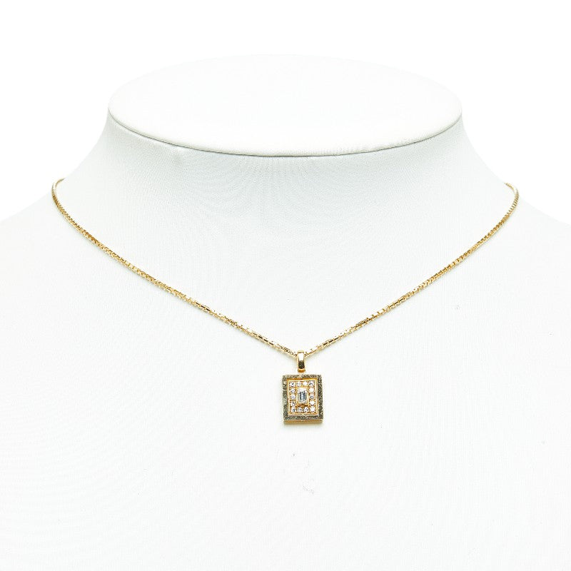 K18YG Yellow g diamond 0.17ct diamond 0.16ct square necklace ladies UNOAERRE