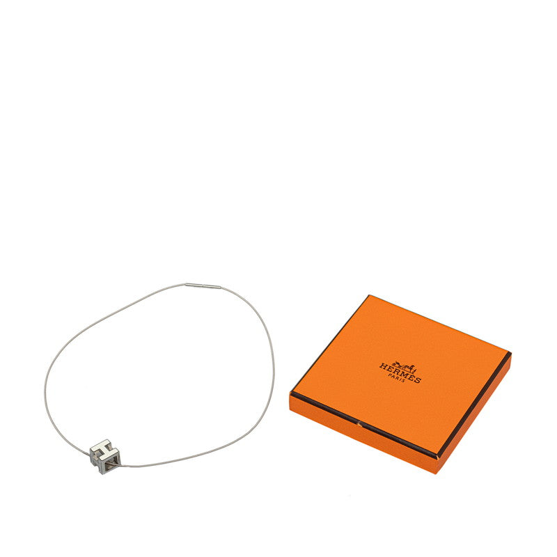 Hermes Carousel H cubic necklace silver white metal  hermes