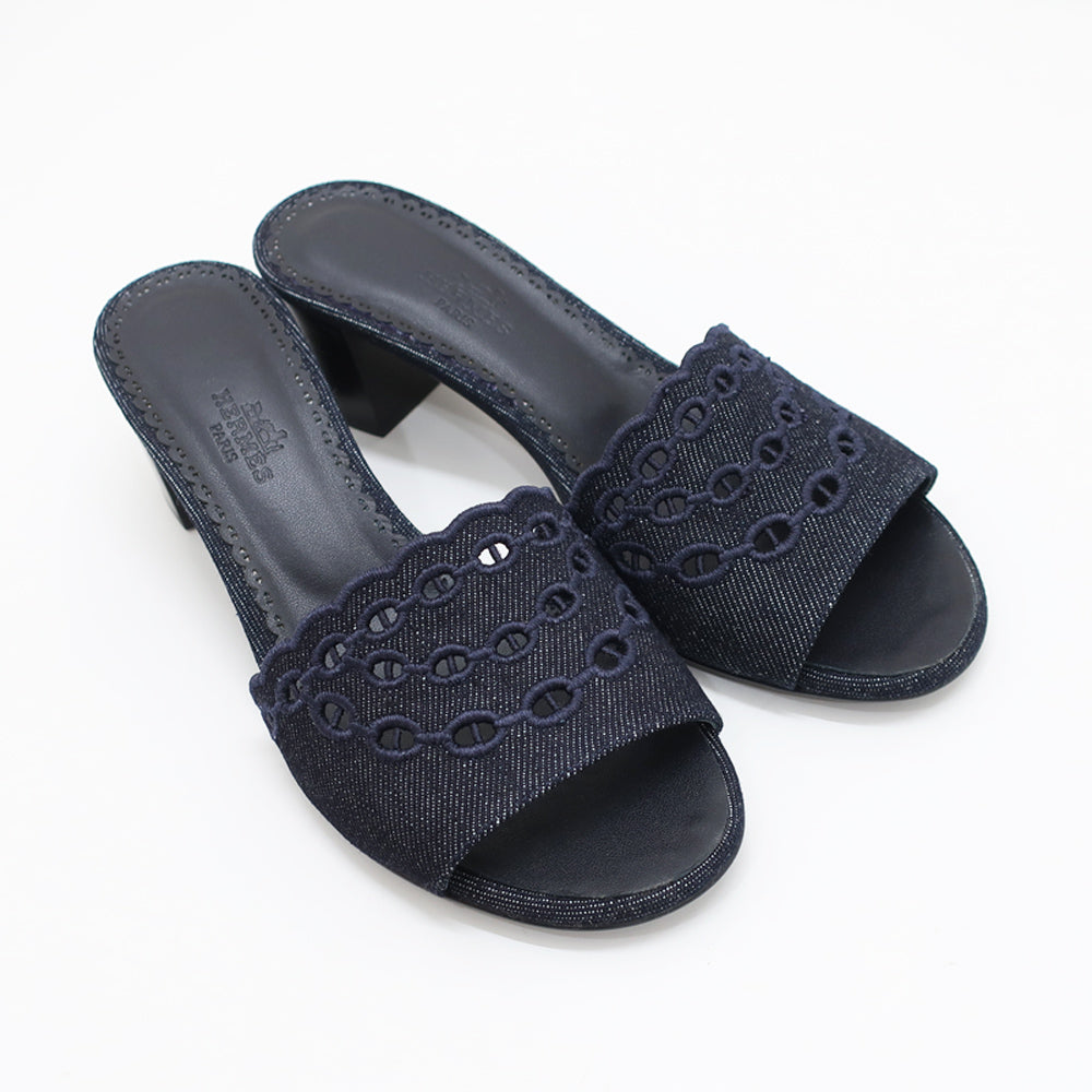 Hermes Sandalss Gladius Denim Blue Stitch Mould Shoes Shoes Size 36 23cm  Beauties  Vintage Woodwear
