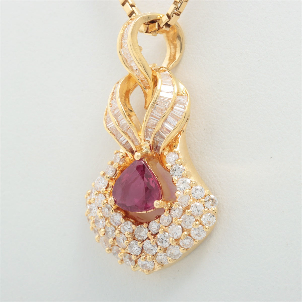 Ru diamond necklace K18 15.1g R101 D140